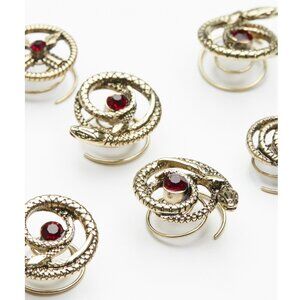 FP Serpent and Arrow Jeweled Hair spirals clasps Pins Gold tone mystical